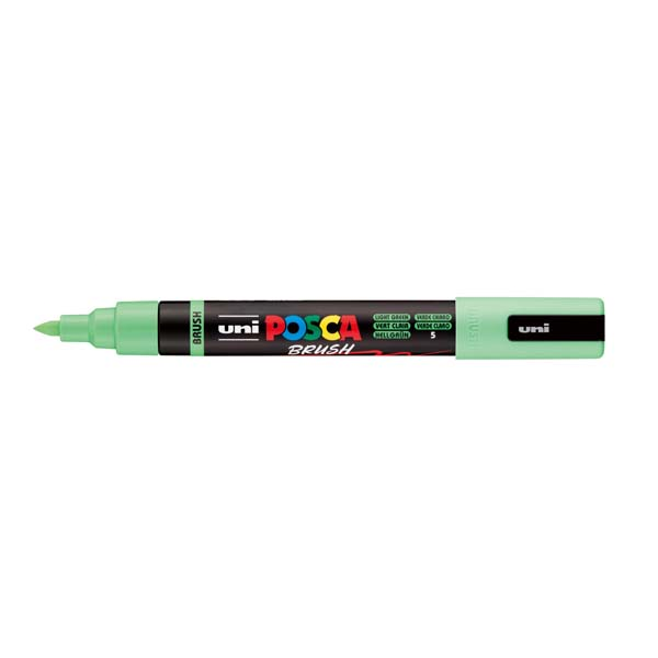 White Smoke POSCA PC5BR Brush Tip Paint Markers, Light Green Paint Markers