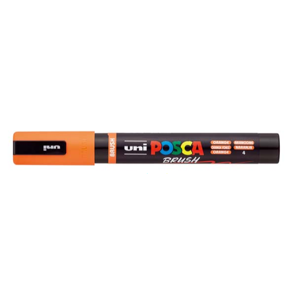 White Smoke POSCA PC5BR Brush Tip Paint Markers, Orange Paint Markers