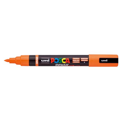 White Smoke POSCA PC5BR Brush Tip Paint Markers, Orange Paint Markers