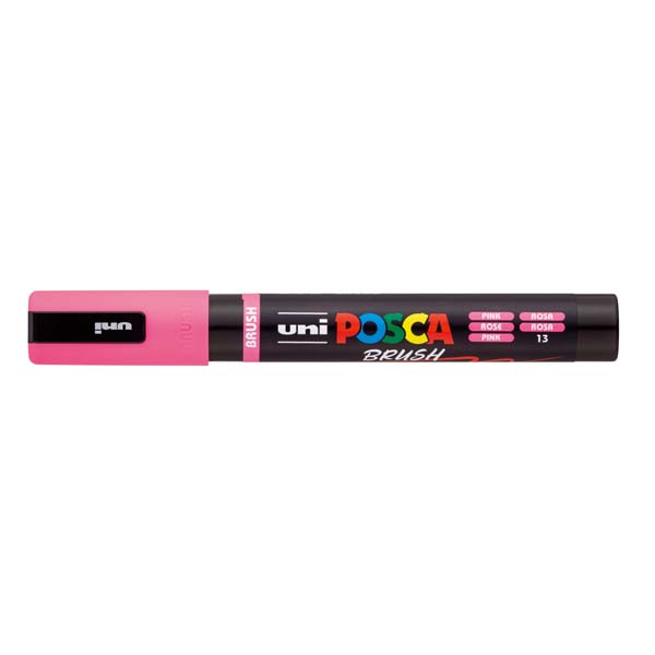 White Smoke POSCA PC5BR Brush Tip Paint Markers, Pink Paint Markers