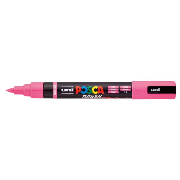 White Smoke POSCA PC5BR Brush Tip Paint Markers, Pink Paint Markers