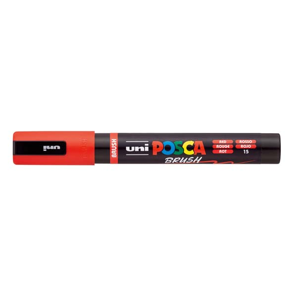 White Smoke POSCA PC5BR Brush Tip Paint Markers, Red Paint Markers
