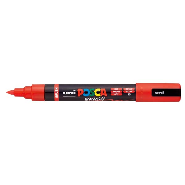 White Smoke POSCA PC5BR Brush Tip Paint Markers, Red Paint Markers