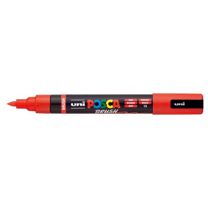 White Smoke POSCA PC5BR Brush Tip Paint Markers, Red Paint Markers