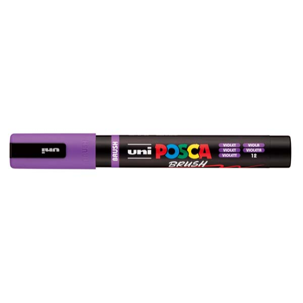 White Smoke POSCA PC5BR Brush Tip Paint Markers, Violet Paint Markers