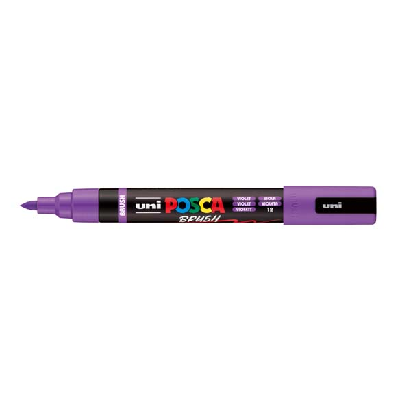 White Smoke POSCA PC5BR Brush Tip Paint Markers, Violet Paint Markers