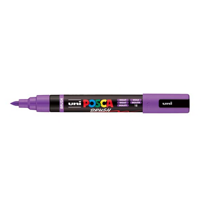 White Smoke POSCA PC5BR Brush Tip Paint Markers, Violet Paint Markers