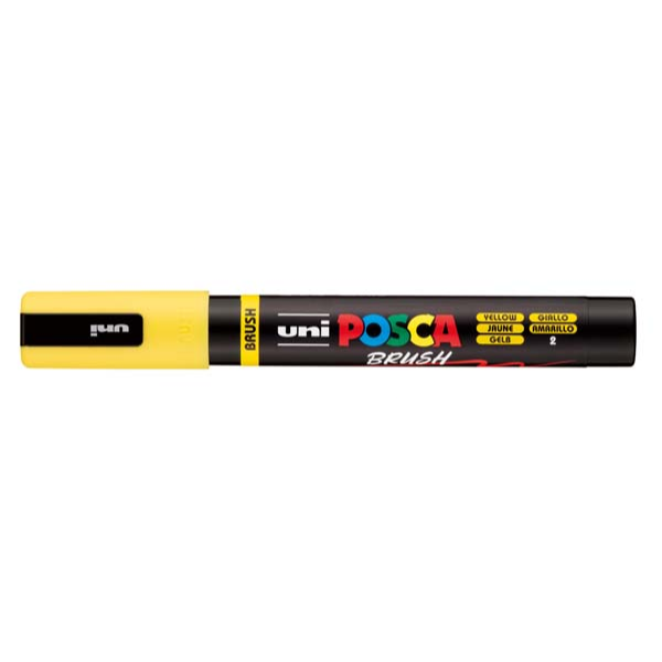 White Smoke POSCA PC5BR Brush Tip Paint Markers, Yellow Paint Markers
