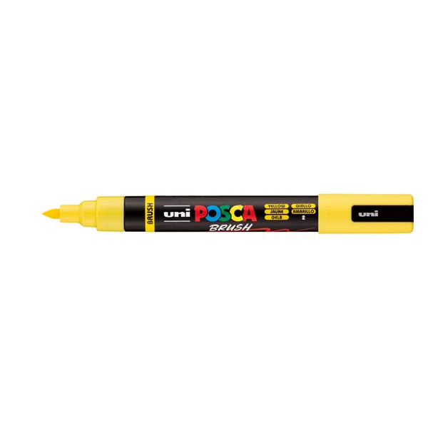 White Smoke POSCA PC5BR Brush Tip Paint Markers, Yellow Paint Markers