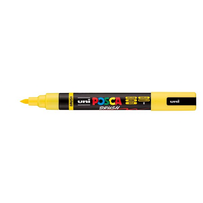 White Smoke POSCA PC5BR Brush Tip Paint Markers, Yellow Paint Markers
