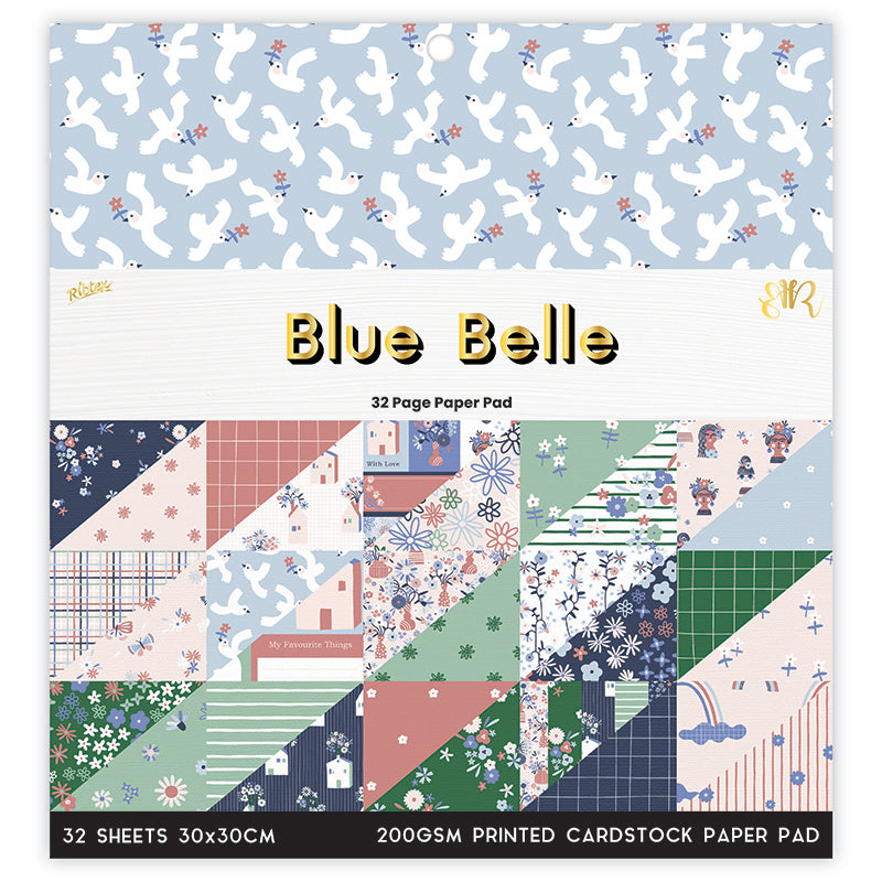 White Smoke Blue Belle 32 Page 12X12 Paper Pad Stencils and Templates