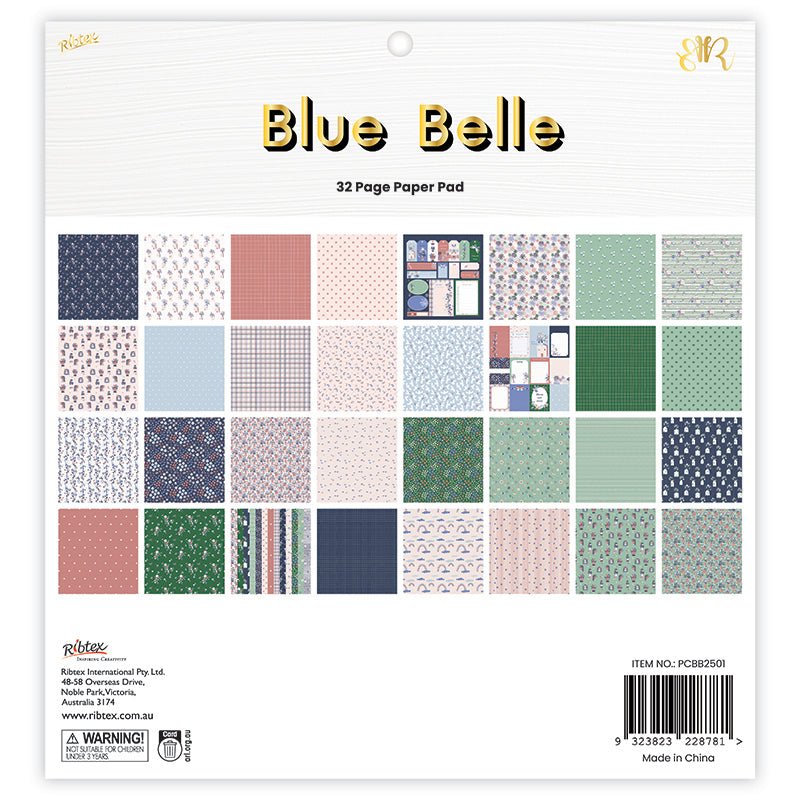 White Smoke Blue Belle 32 Page 12X12 Paper Pad Stencils and Templates