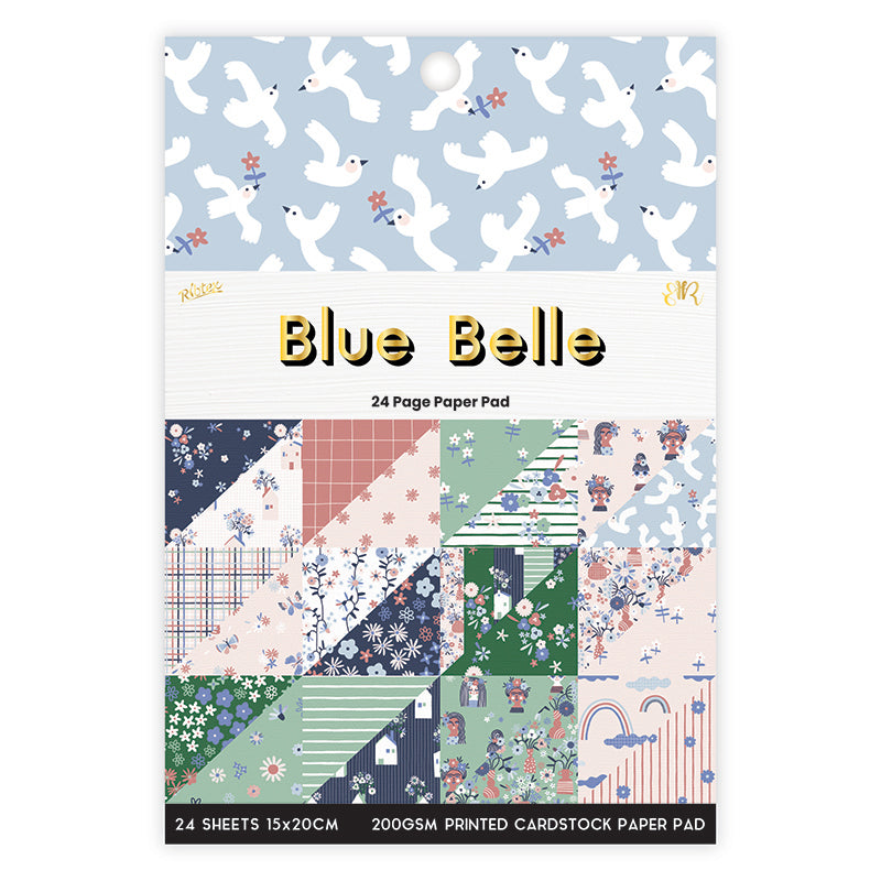 White Smoke Blue Belle 24 Page 6X8 Paper Pad Stencils and Templates