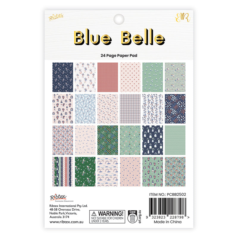 White Smoke Blue Belle 24 Page 6X8 Paper Pad Stencils and Templates