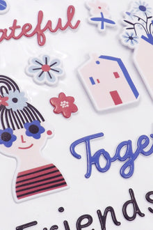 Lavender Dimensions Blue Belle Puffy Stickers, Phrase Paper Craft