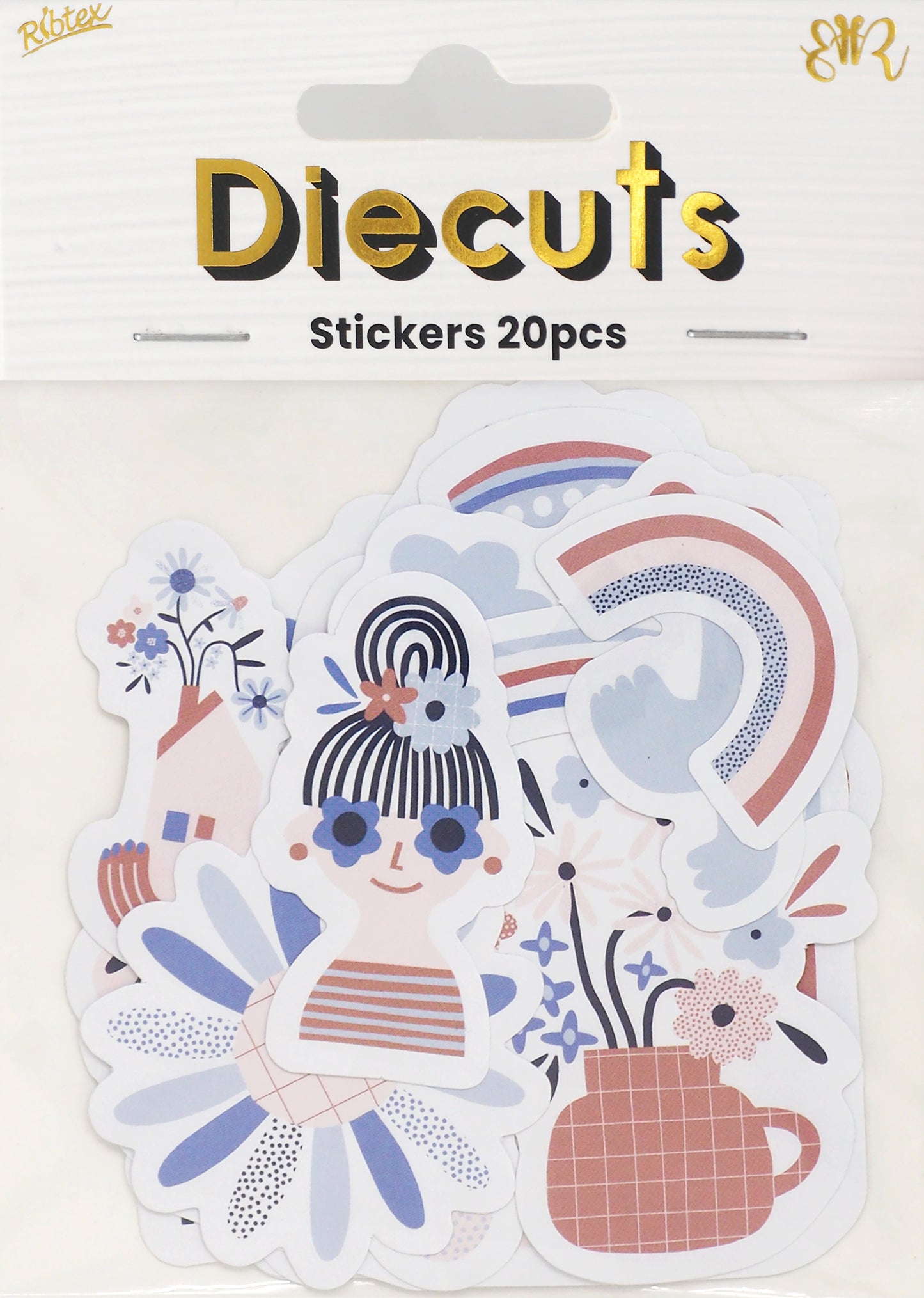 Lavender Blue Belle Die Cut Sticker Pack 20Pcs Paper Craft