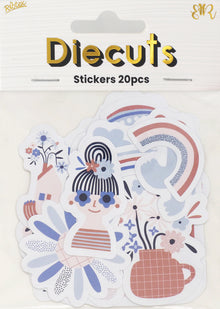 Lavender Blue Belle Die Cut Sticker Pack 20Pcs Paper Craft