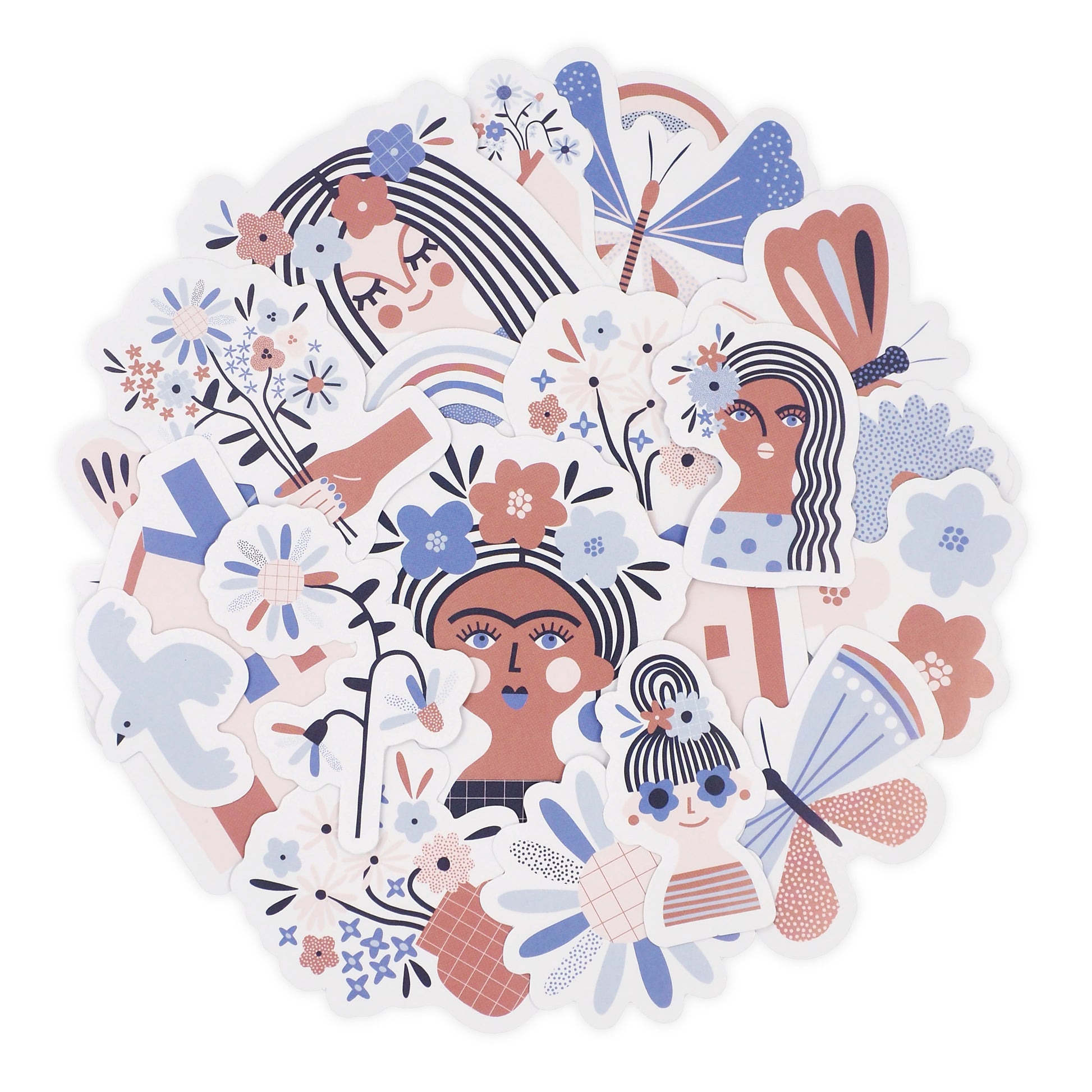 White Smoke Blue Belle Die Cut Sticker Pack 20Pcs Paper Craft