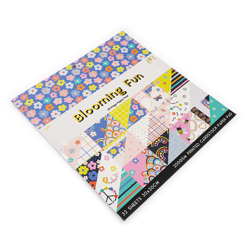 White Smoke Blooming Fun 32 Page 12X12 Paper Pad Stencils and Templates