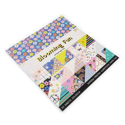 White Smoke Blooming Fun 32 Page 12X12 Paper Pad Stencils and Templates