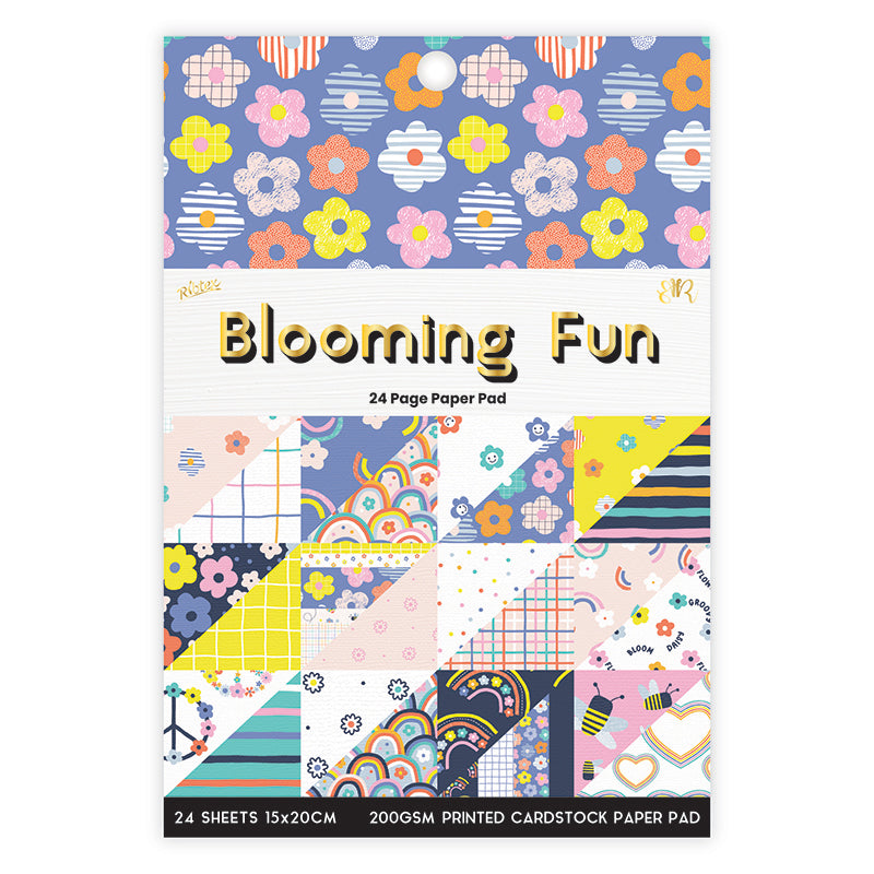 White Smoke Blooming Fun 24 Page 6X8 Paper Pad Stencils and Templates