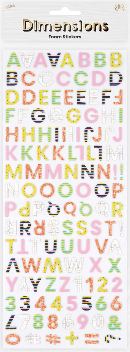 Misty Rose Dimensions Blooming Fun Foam Stickers, Alphabet Paper Craft