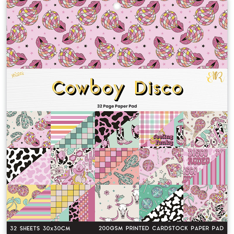 White Smoke Cowboy Disco 32 Page 12X12 Paper Pad Stencils and Templates