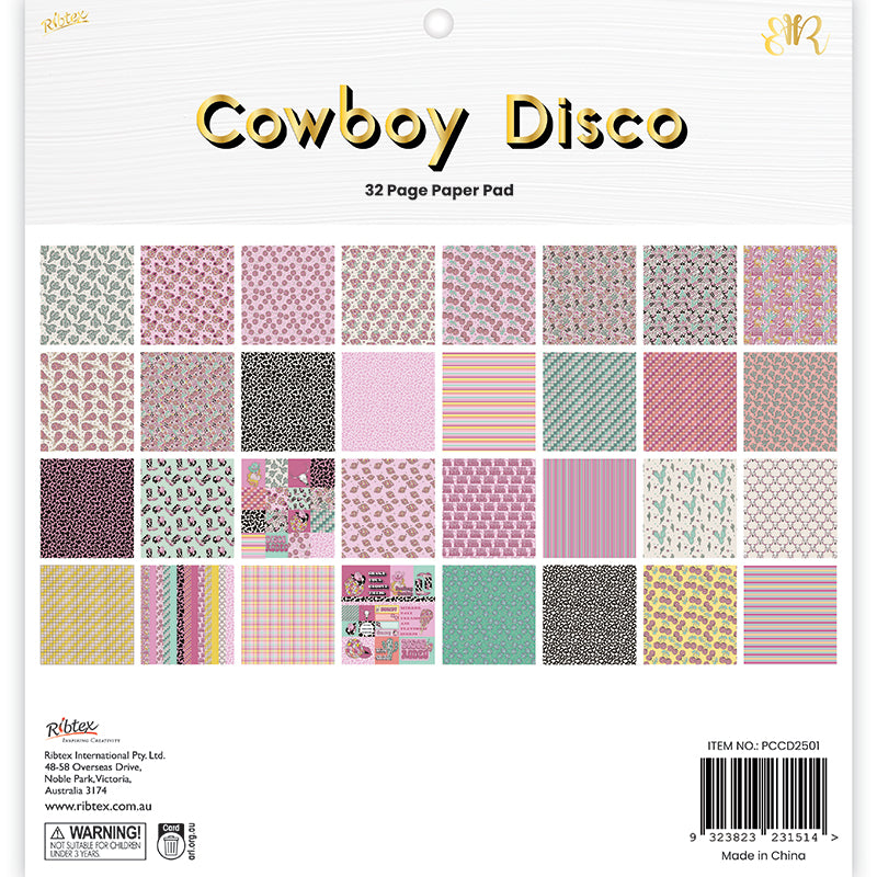 White Smoke Cowboy Disco 32 Page 12X12 Paper Pad Stencils and Templates