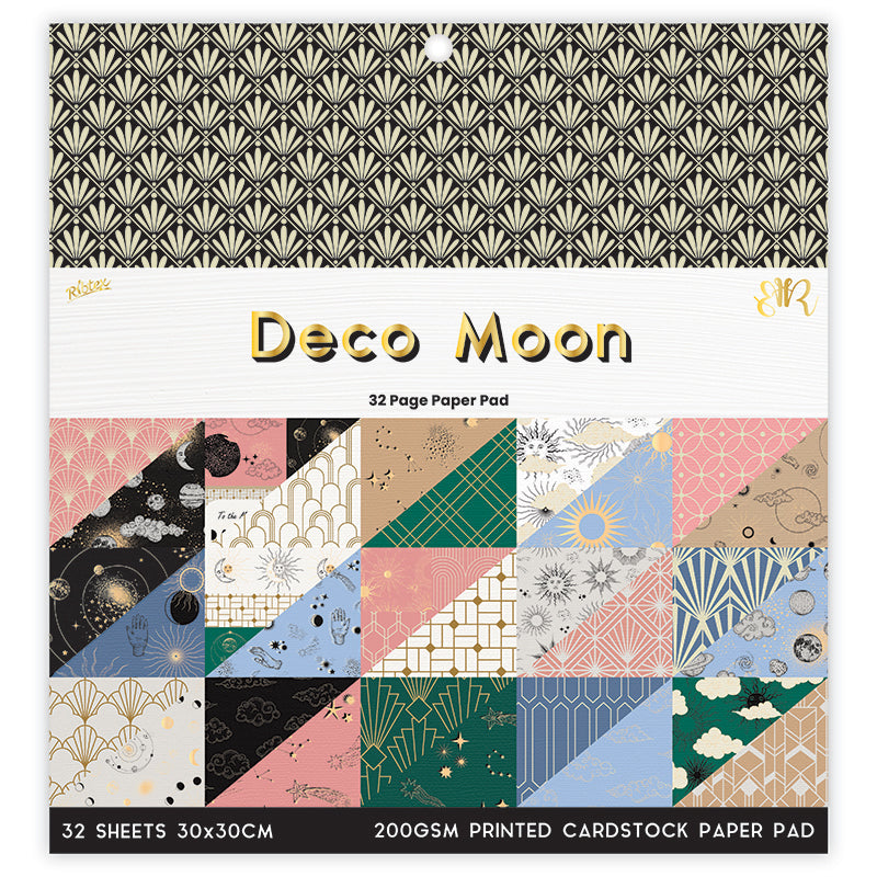 Dim Gray Deco Moon 32 Page 12X12 Paper Pad Stencils and Templates