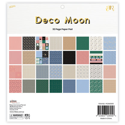 White Smoke Deco Moon 32 Page 12X12 Paper Pad Stencils and Templates