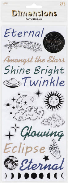 Lavender Dimensions Deco Moon Puffy Stickers, Stickers, Phrase Paper Craft