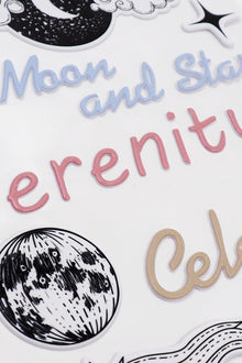 Lavender Dimensions Deco Moon Puffy Stickers, Stickers, Phrase Paper Craft