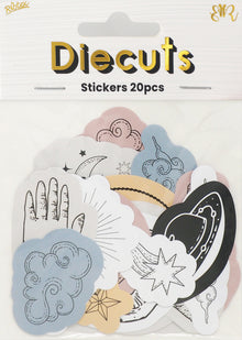 Lavender Deco Moon Die Cut Sticker Pack 20Pcs Paper Craft