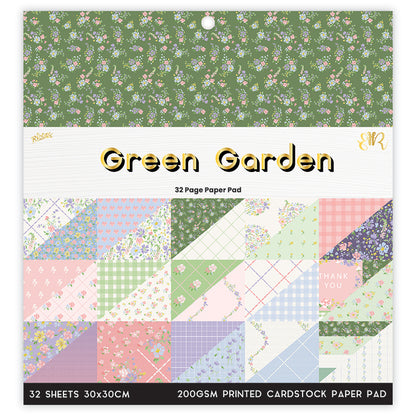 Dim Gray Green Garden 32 Page 12X12 Paper Pad Stencils and Templates