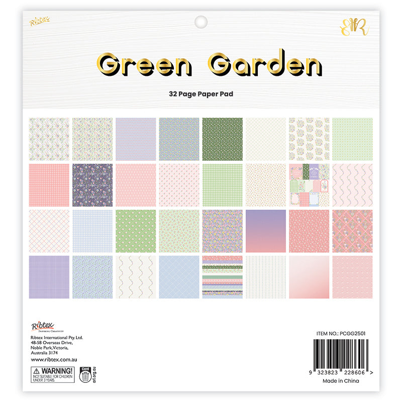 White Smoke Green Garden 32 Page 12X12 Paper Pad Stencils and Templates