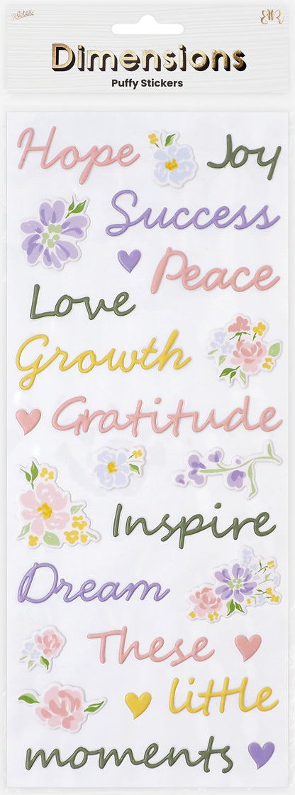 Lavender Dimensions Green Garden Puffy Stickers, Stickers, Phrase Paper Craft