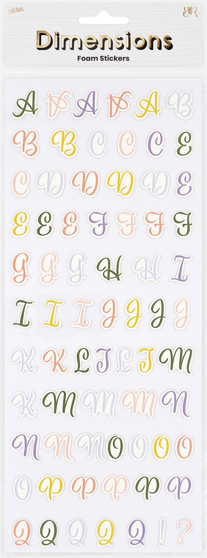 Lavender Dimensions Green Gardn Foam Stickers, Scrpt Alphbt Paper Craft
