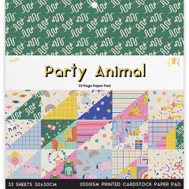 White Smoke Party Animal 32 Page 12X12 Paper Pad Stencils and Templates