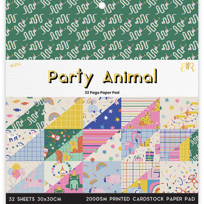White Smoke Party Animal 32 Page 12X12 Paper Pad Stencils and Templates