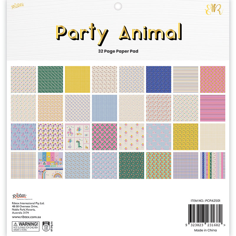 White Smoke Party Animal 32 Page 12X12 Paper Pad Stencils and Templates