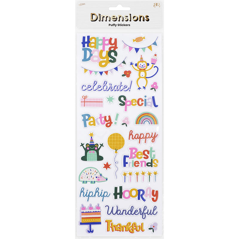 White Smoke Dimensions Party Animal Puffy Phrase Craft Basics