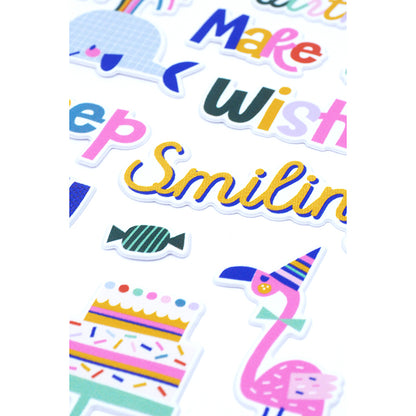 White Smoke Dimensions Party Animal Puffy Phrase Craft Basics