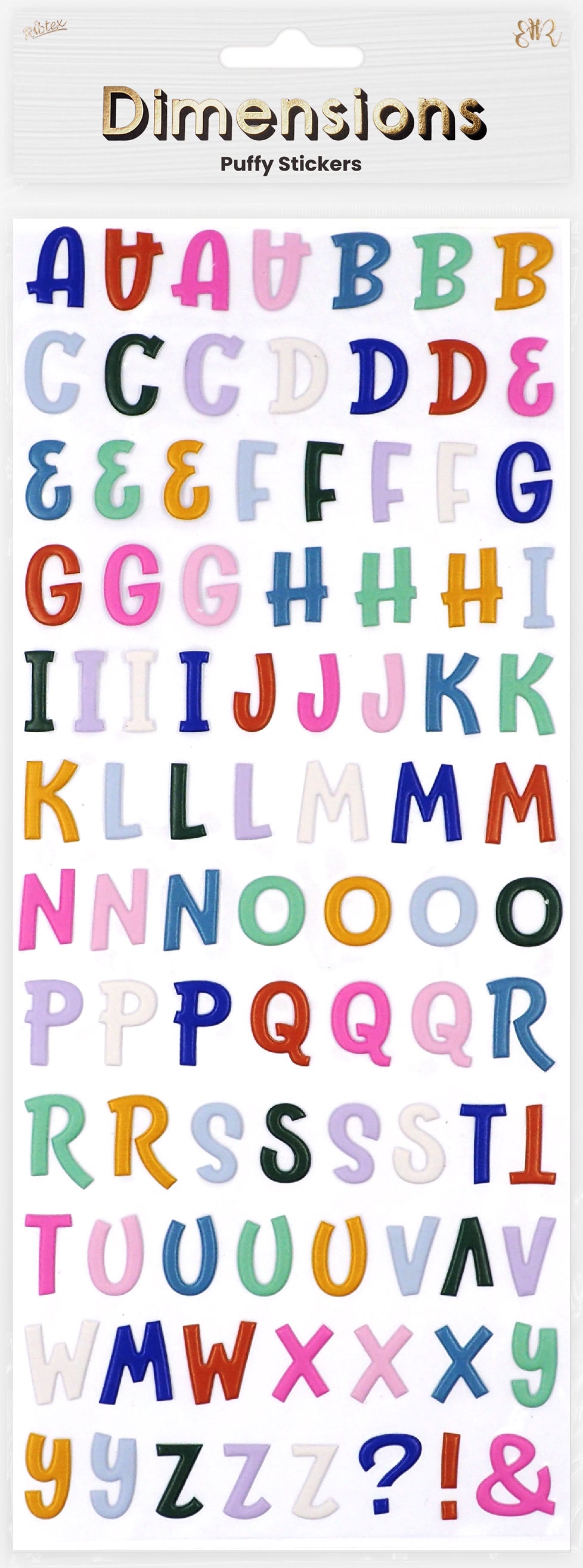White Smoke Dimensions Party Anmal Puffy Stickers,  Script Alpha Paper Craft