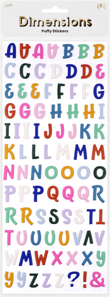 White Smoke Dimensions Party Anmal Puffy Stickers,  Script Alpha Paper Craft