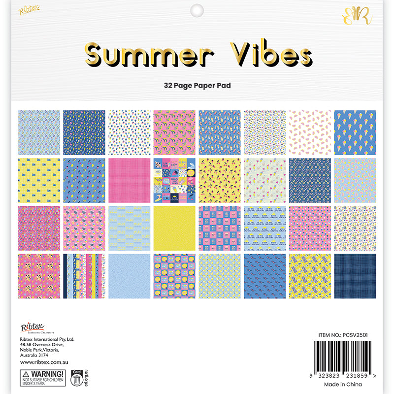 White Smoke Summer Vibes 32 Page 12X12 Paper Pad Stencils and Templates