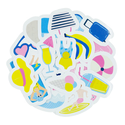 White Smoke Summer Vibes Die Cut Sticker Pack, 20Pcs Paper Craft