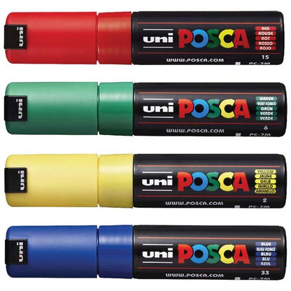 White Smoke Posca PC7M Paint Markers, Assorted Colours, 4Pk Paint Markers