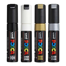 White Smoke Posca PC8K Paint Markers, Black, White, Gold, Silver, 4Pk Painting