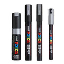 White Smoke Posca Paint Markers, Assorted Nib Sizes, Silver, 4Pk Paint Markers