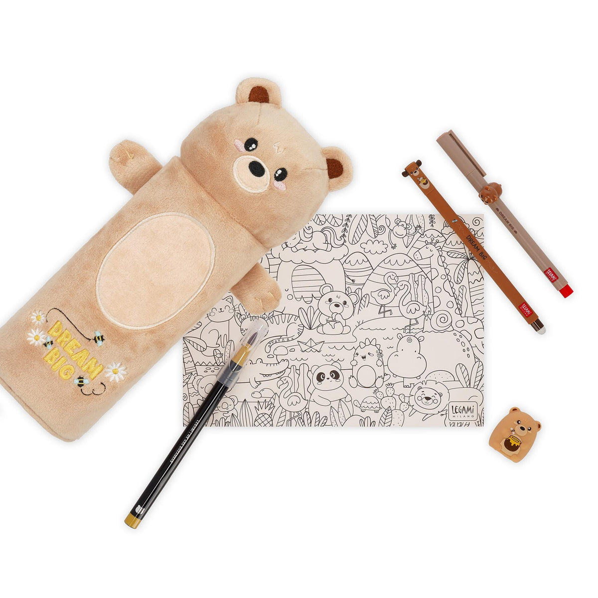 White Smoke Legami Teddy Bear Plush Pencil Case Fashion Stationery